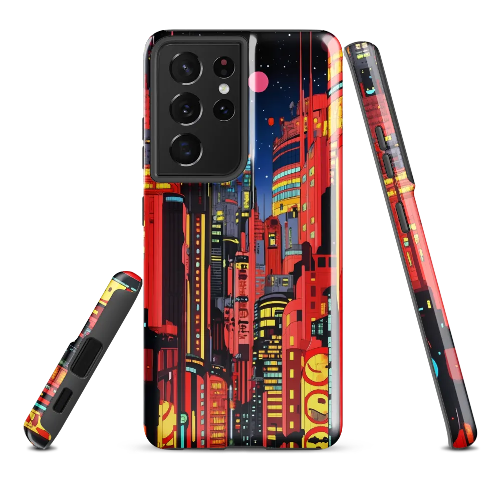 Neon Dreams: A Cyberpunk Cityscape | Phone Case |  S21 Ultra | Tough Case | Glossy