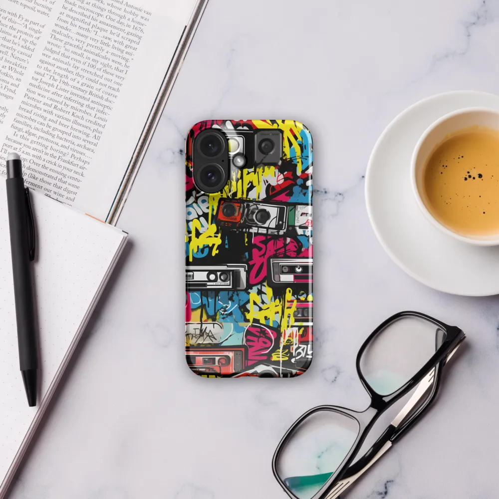 Urban Nostalgia: A Retro Cassette Explosion | Phone Case |  16 | Snap Case | Glossy