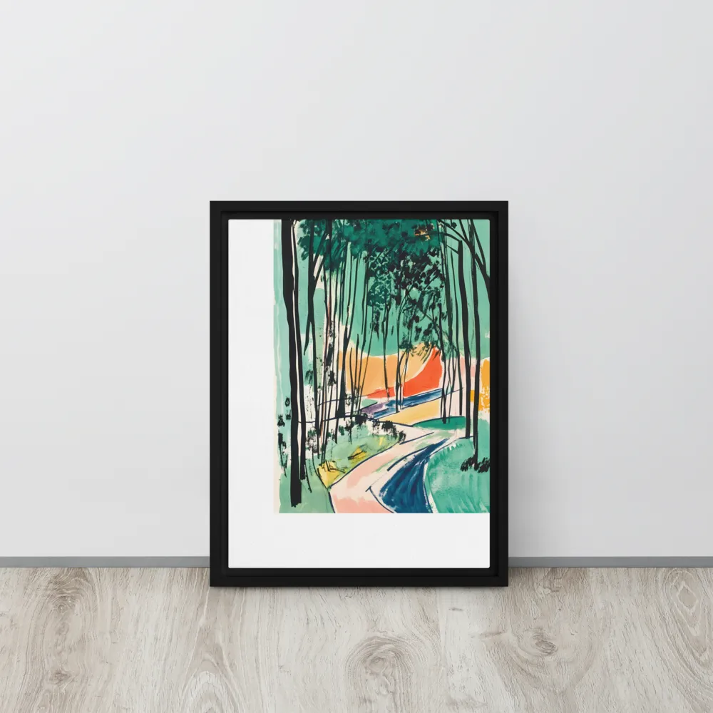 Winding Path Through the Forest | Canvas with Black Frame | 12″×16″