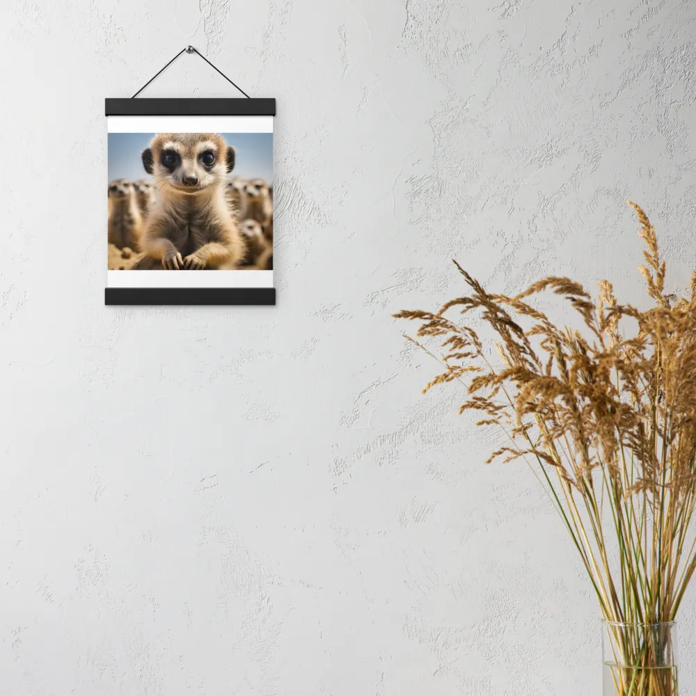 Curious Stance: The Meerkat's Gaze | Poster With Black Wood Hanger | 8″×10″
