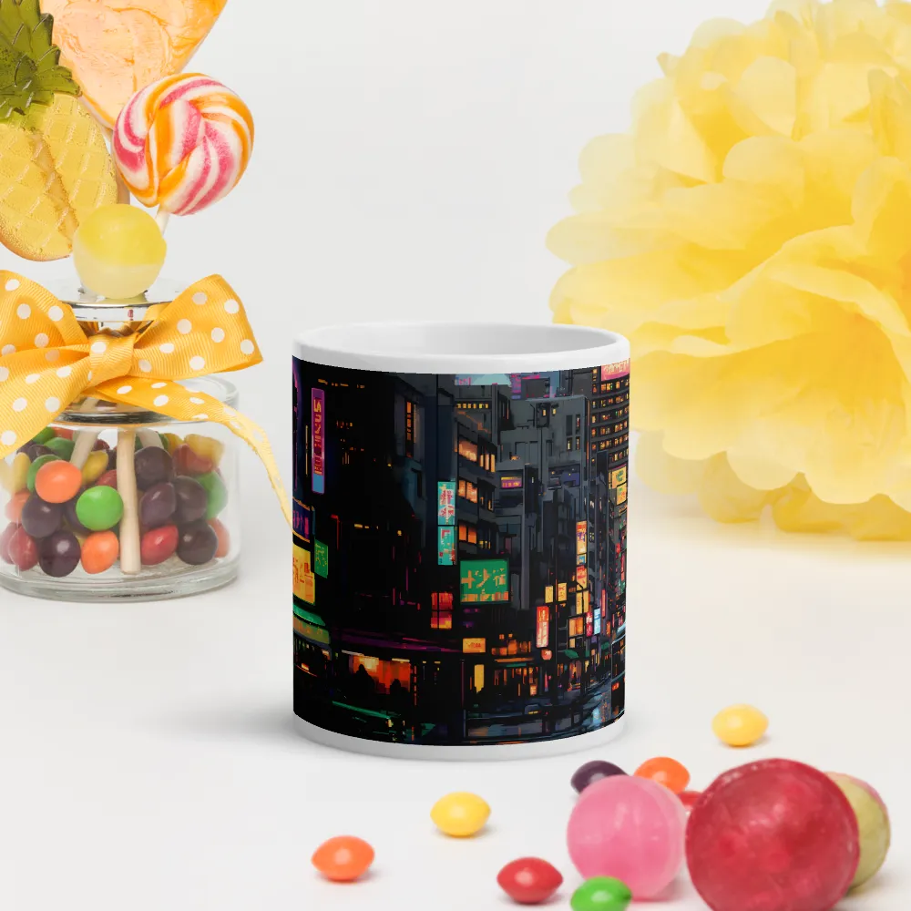 Neon Dreams: A Pixelated Urban Night | Mugs | Multiple Sizes & Colors