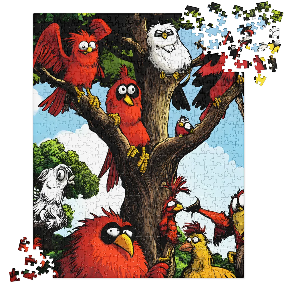 Whimsical Avian Gathering | Jigsaw Puzzle | 520 pieces