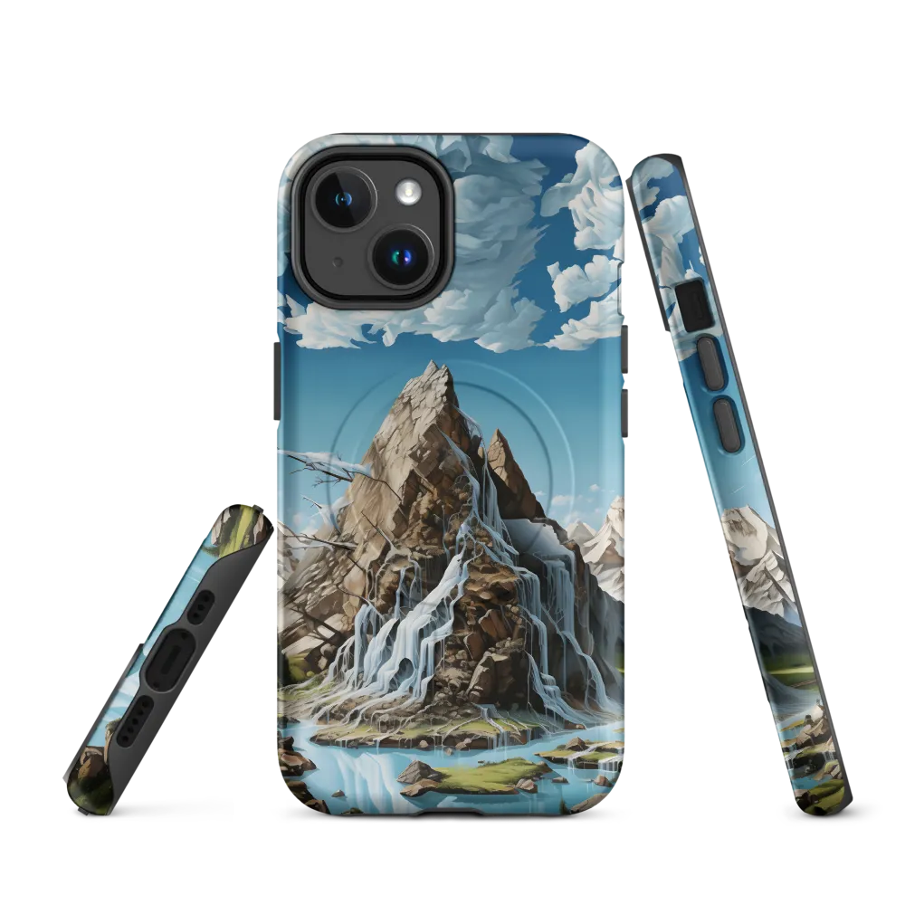 Majestic Cascade: A Mountain Masterpiece | Phone Case |  14 | MagSafe® Tough Case | Matte