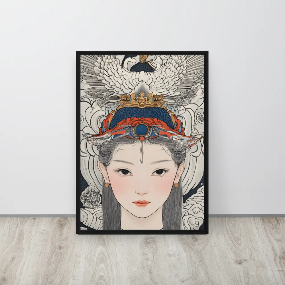 Serenity in Myth: A Traditional Portrait | Canvas with Black Frame | 20″×28″