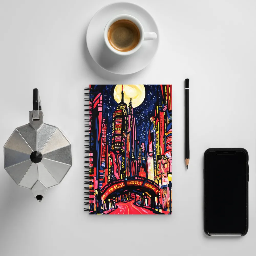 Night Lights: A Vibrant Urban Odyssey | Spiral Notebook