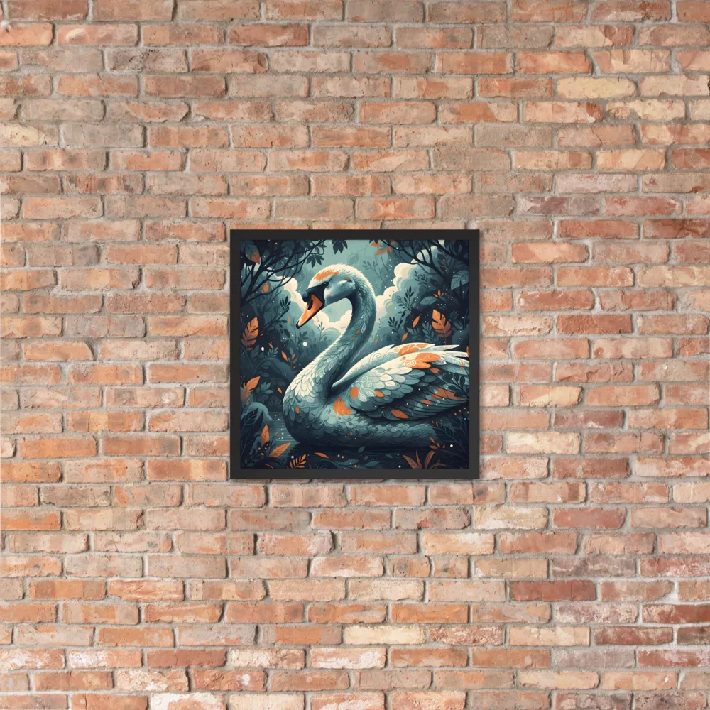 Grove Swan 
 Poster with Black Frame | 18″x 18″