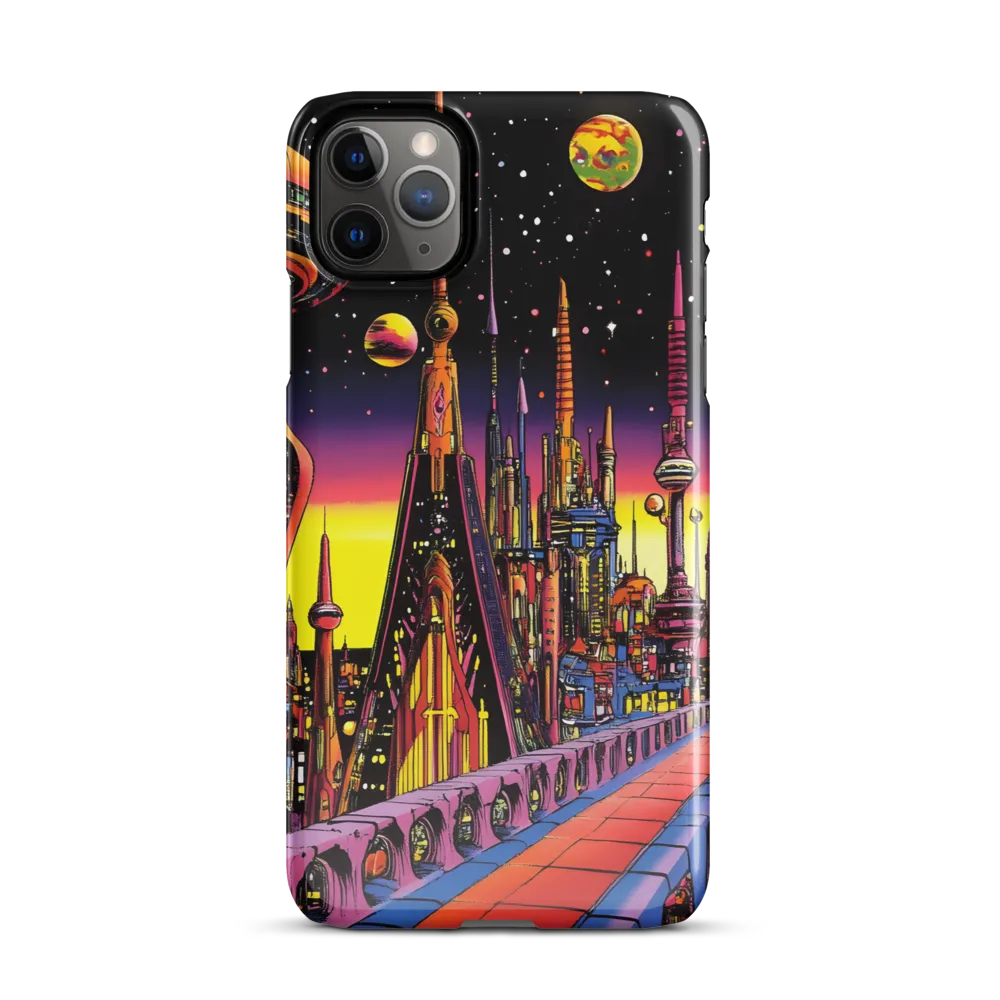 Futuristic Cosmos: A Journey Through Neon Cities | Phone Case |  11 Pro Max | Snap Case | Glossy