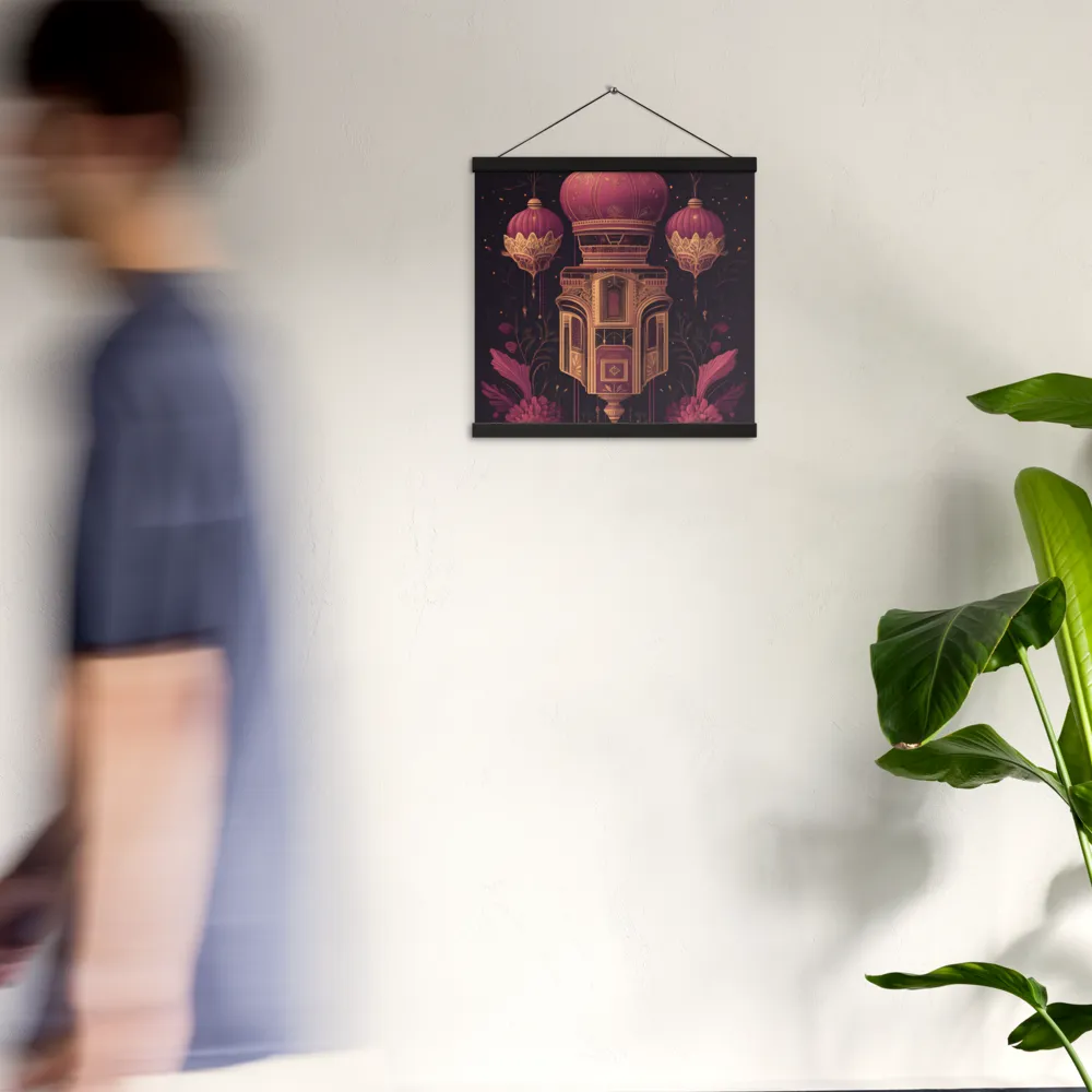 Ornate Harmony: A Digital Floral Architecture | Poster With Black Wood Hanger | 16″×16″