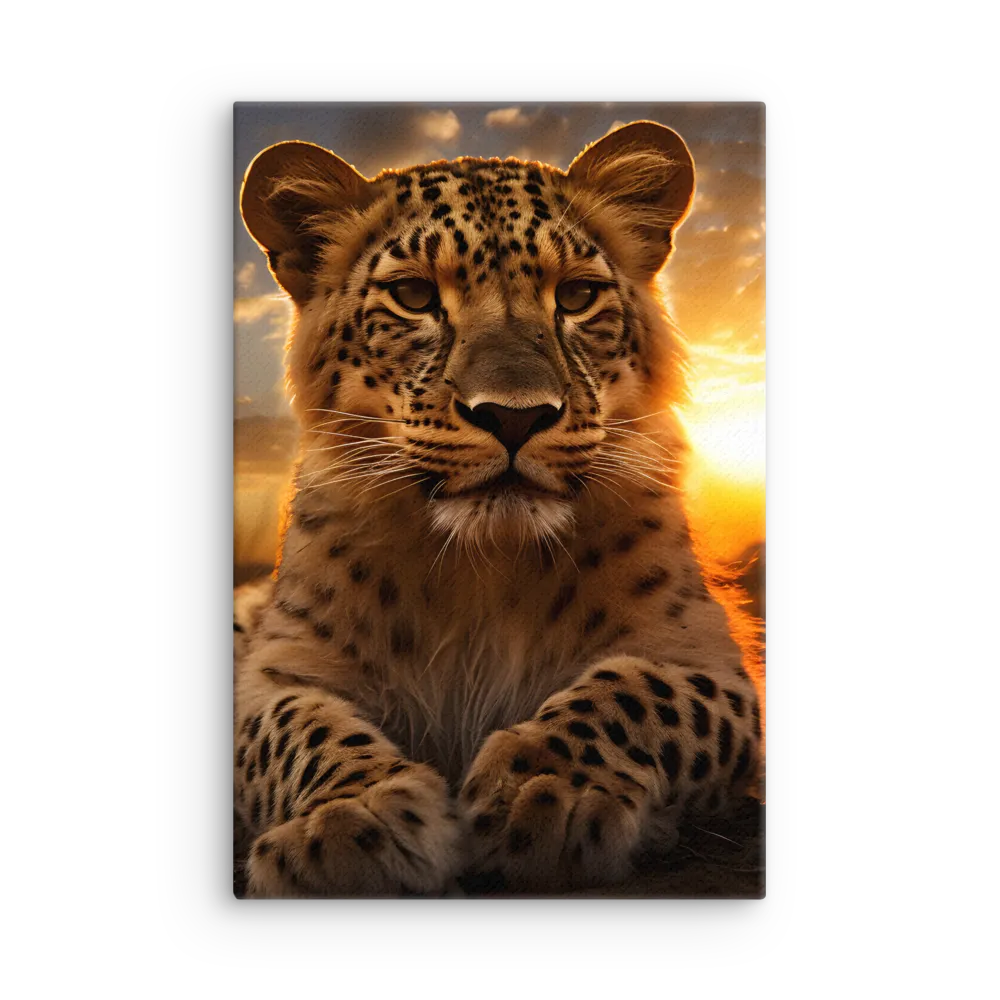 Regal Presence: The Leopard at Sunset | Thin Canvas | 12″×18″