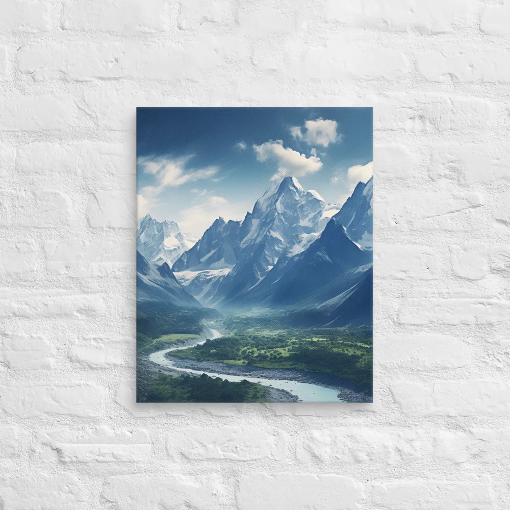 Majestic Serenity: A Landscape of Mountains and Rivers | Canvas | 16″×20″