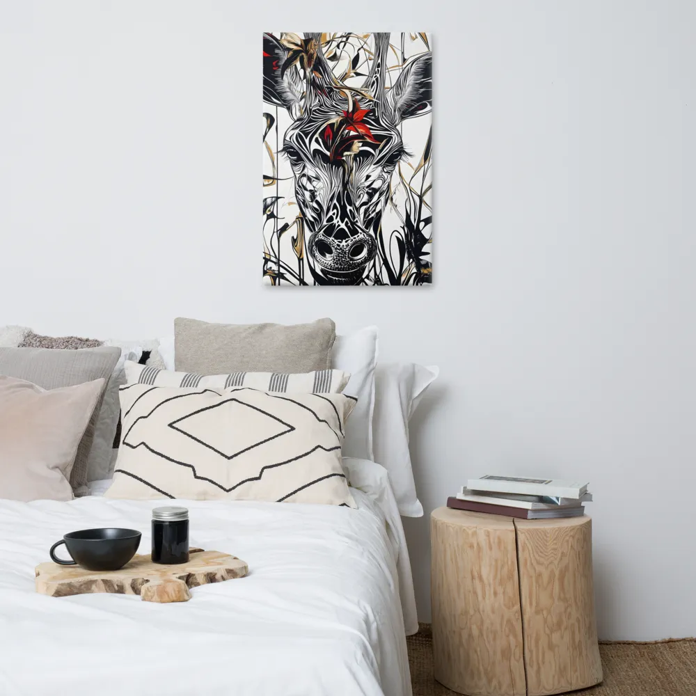 Floral Elegance: The Giraffe's Portrait | Canvas | 24″×36″