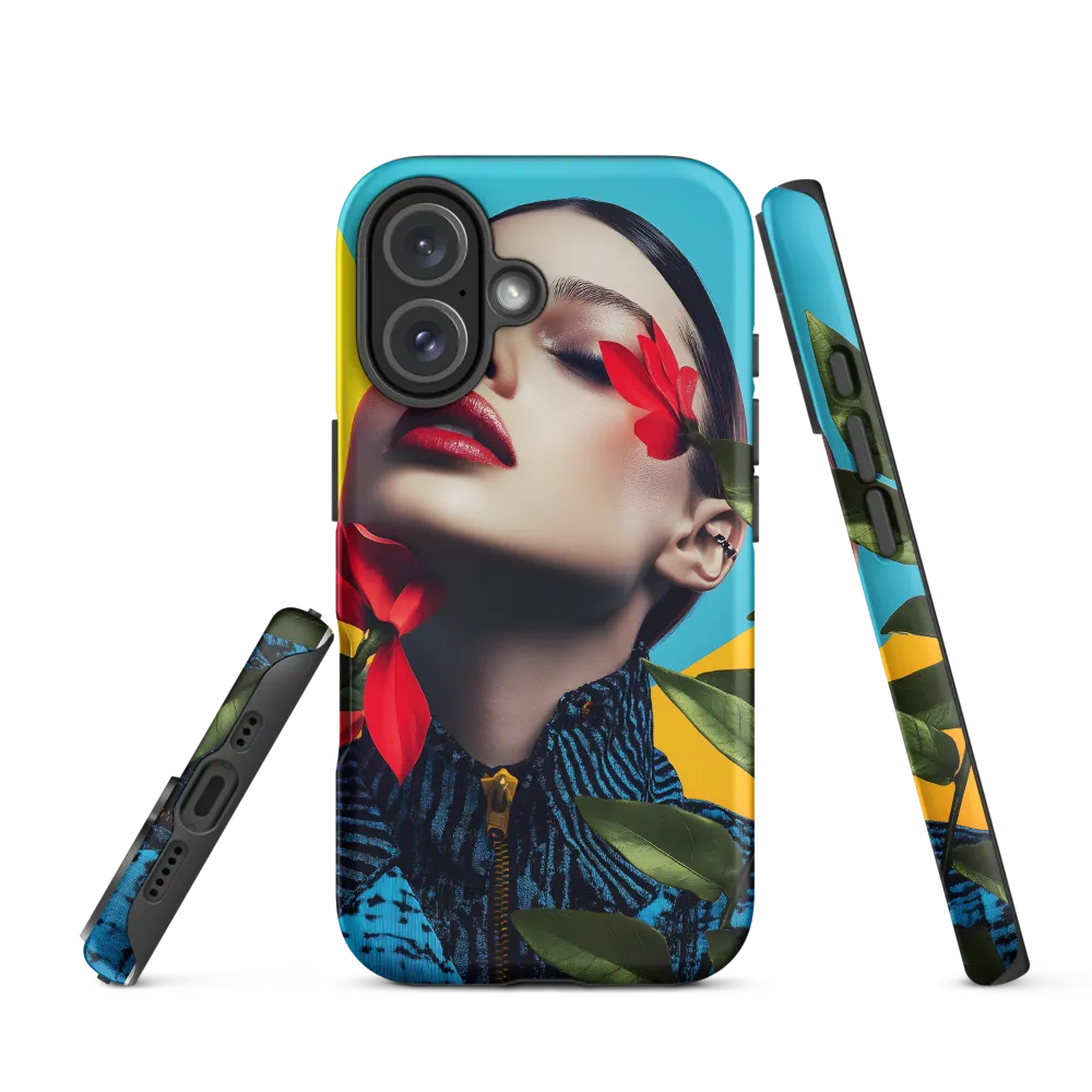 Floral Serenity: A Contemporary Portrait | Phone Case