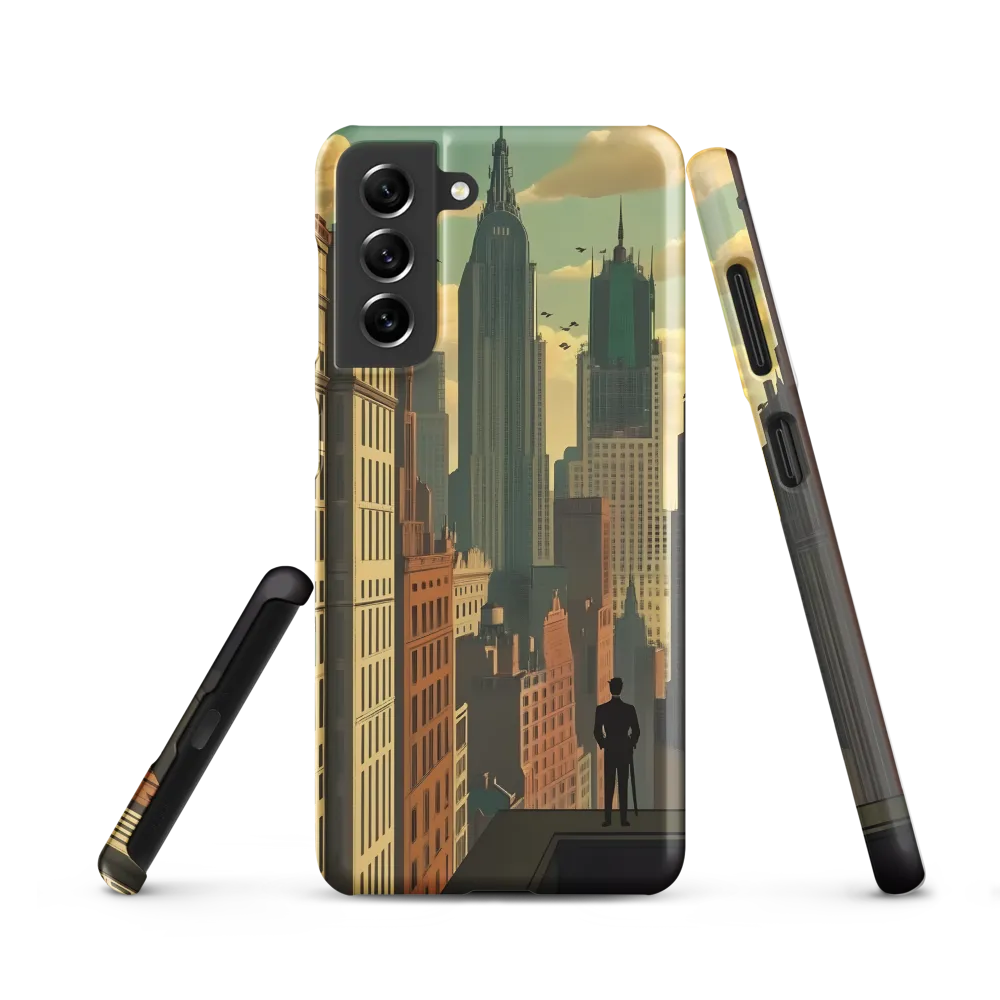 Urban Dreams: A Silhouette in Art Deco Cityscape