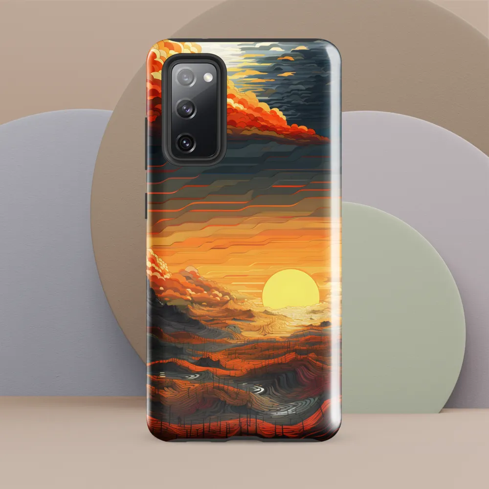 Ethereal Sunset: A Serene Landscape in Flowing Forms | Phone Case |  S20 FE | Tough Case | Glossy