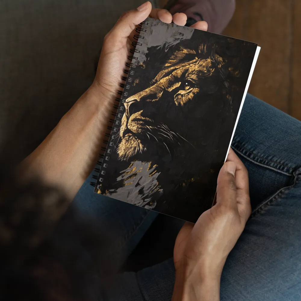 Majestic Gaze: The Golden Lion | Spiral Notebook