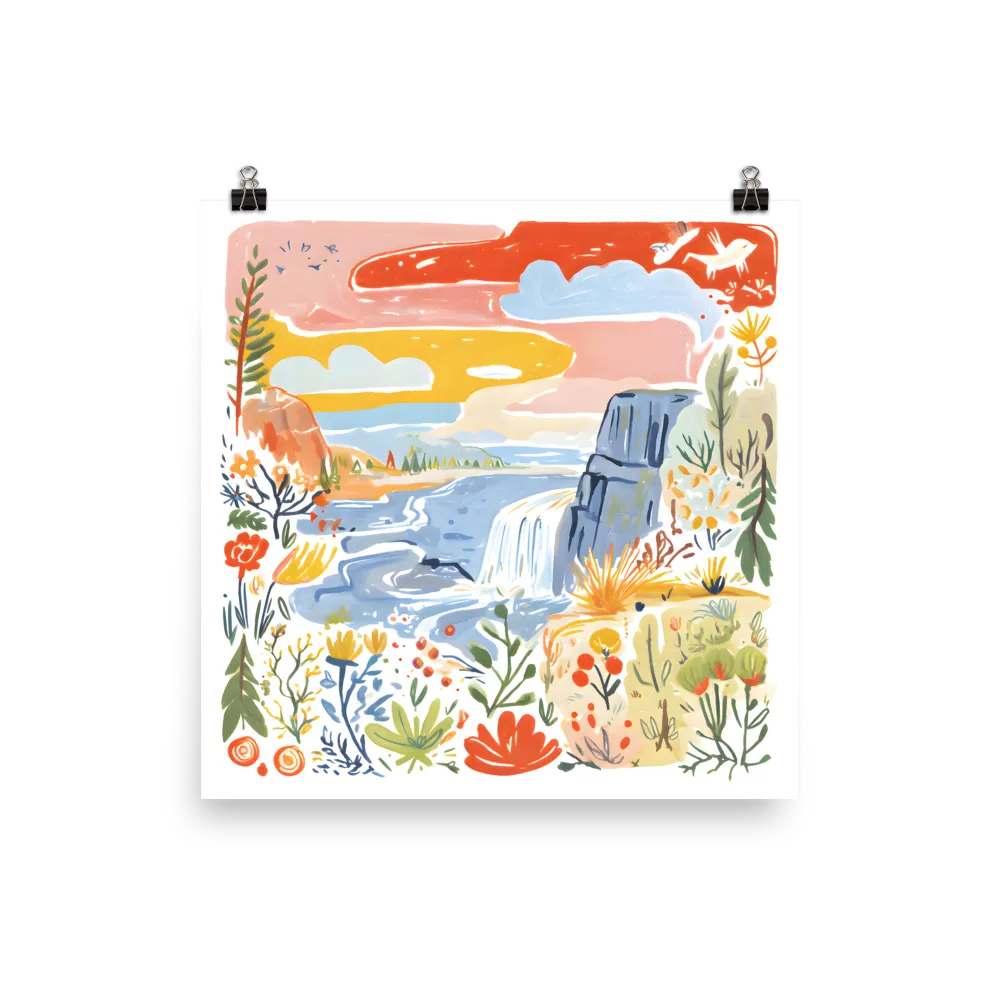 Wildflower Waterfall 
 Poster | 18″x 18″