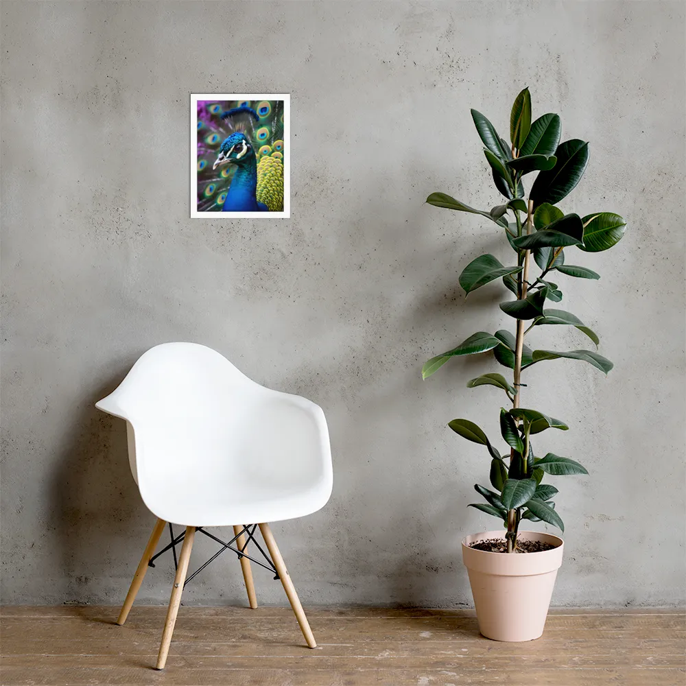 Regal Plumage: The Peacock's Splendor | Poster with White Frame | 11″×14″