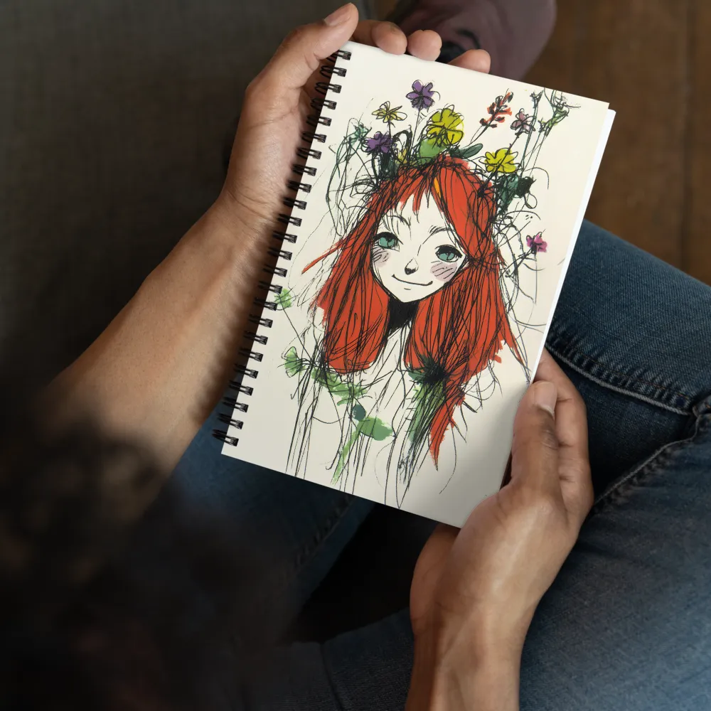 Whimsical Floral Portrait | Spiral Notebook