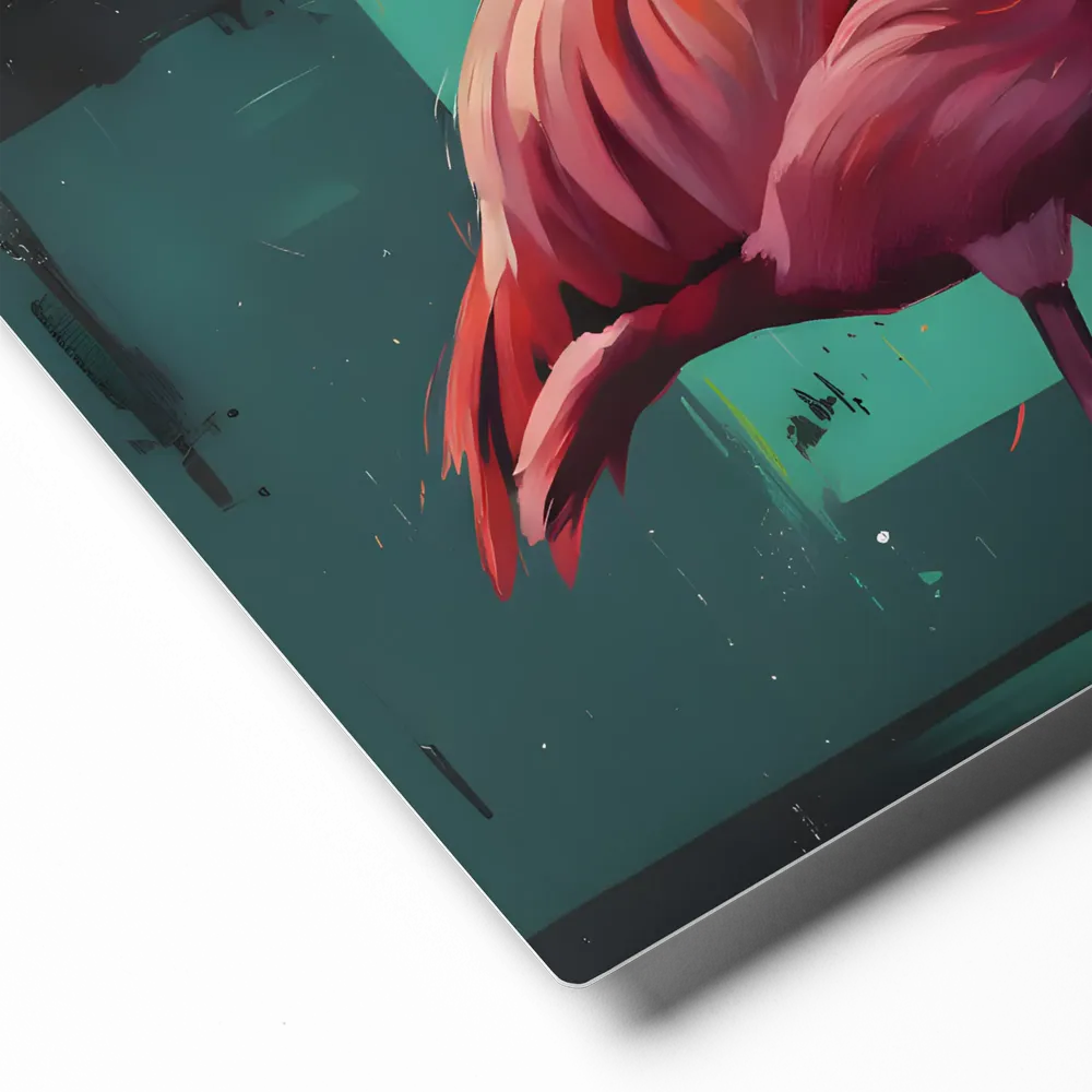 Teal Flamingo 
 Metal Print | 12″x 12″