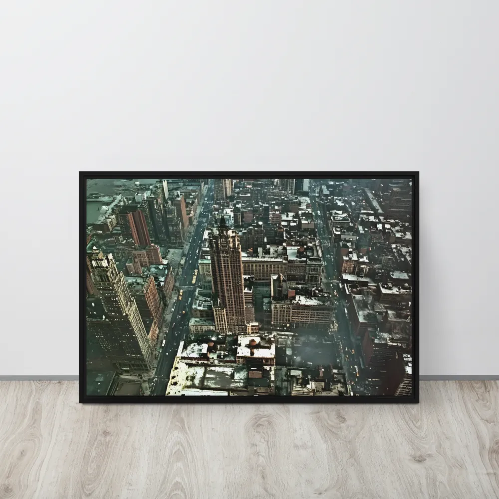 Aerial Symphony of Urban Life | Canvas with Black Frame | 20″×30″