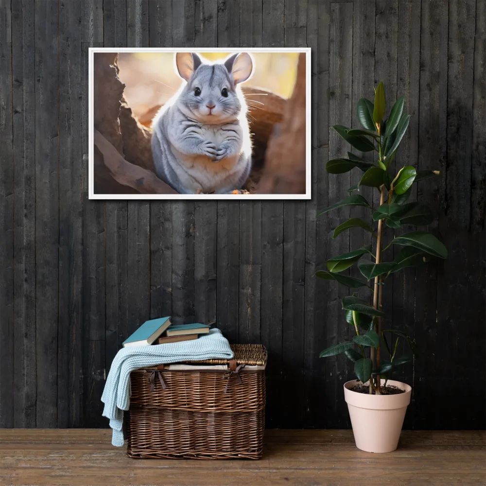 Gentle Whispers of Nature: The Chinchilla | Canvas with White Frame | 24″×36″