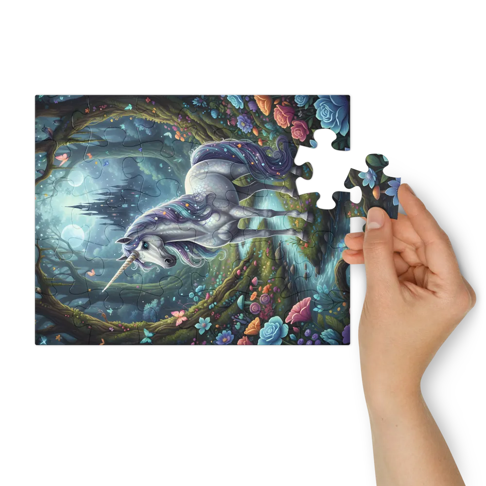 Moonlit Unicorn 
 Jigsaw Puzzle in Tin Box