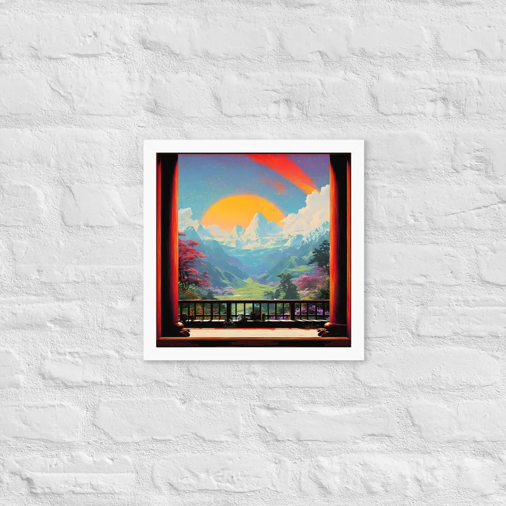 Golden Mountain Vista 
 Poster with White Frame | 14″x 14″