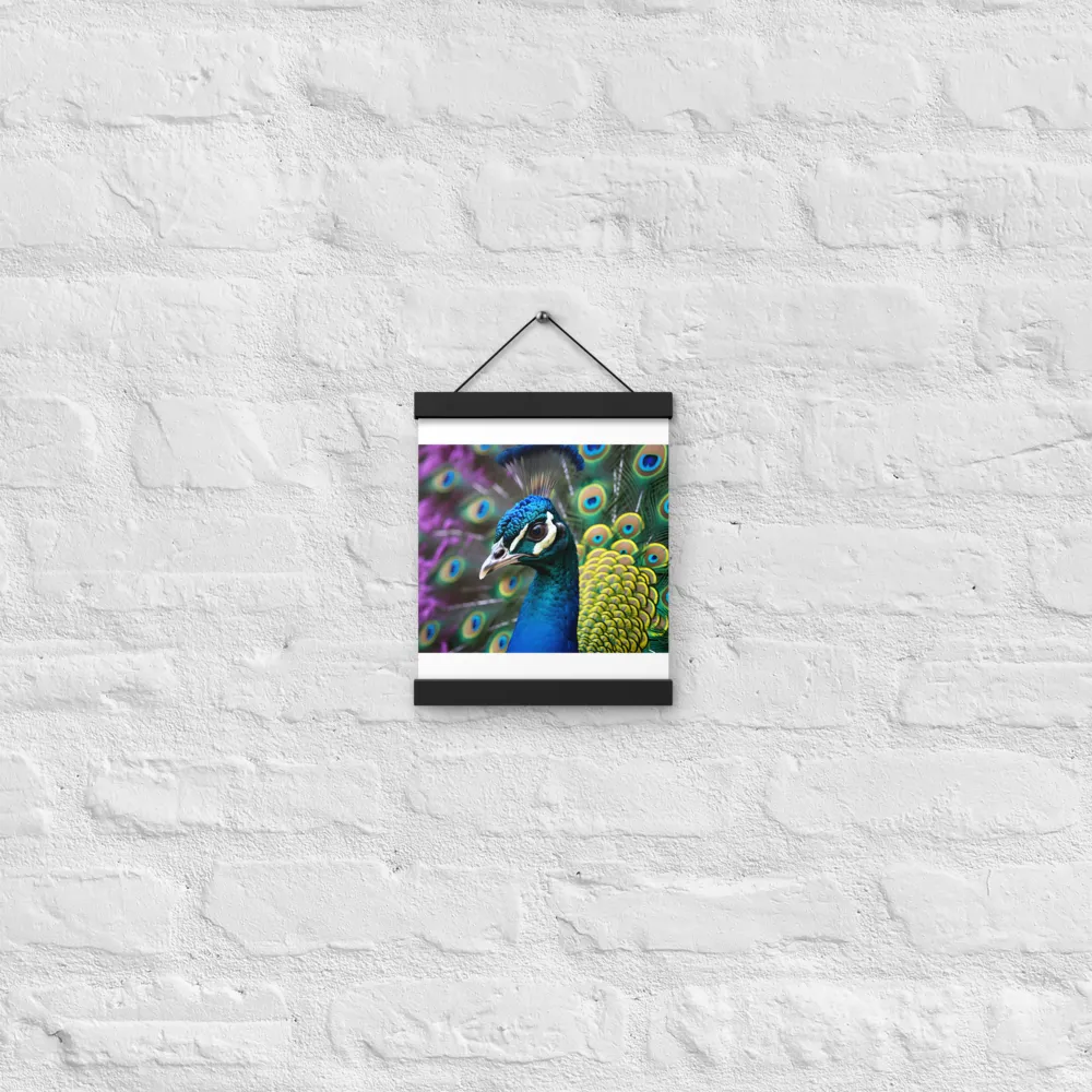Regal Plumage: The Peacock's Splendor | Poster With Black Wood Hanger | 8″×10″