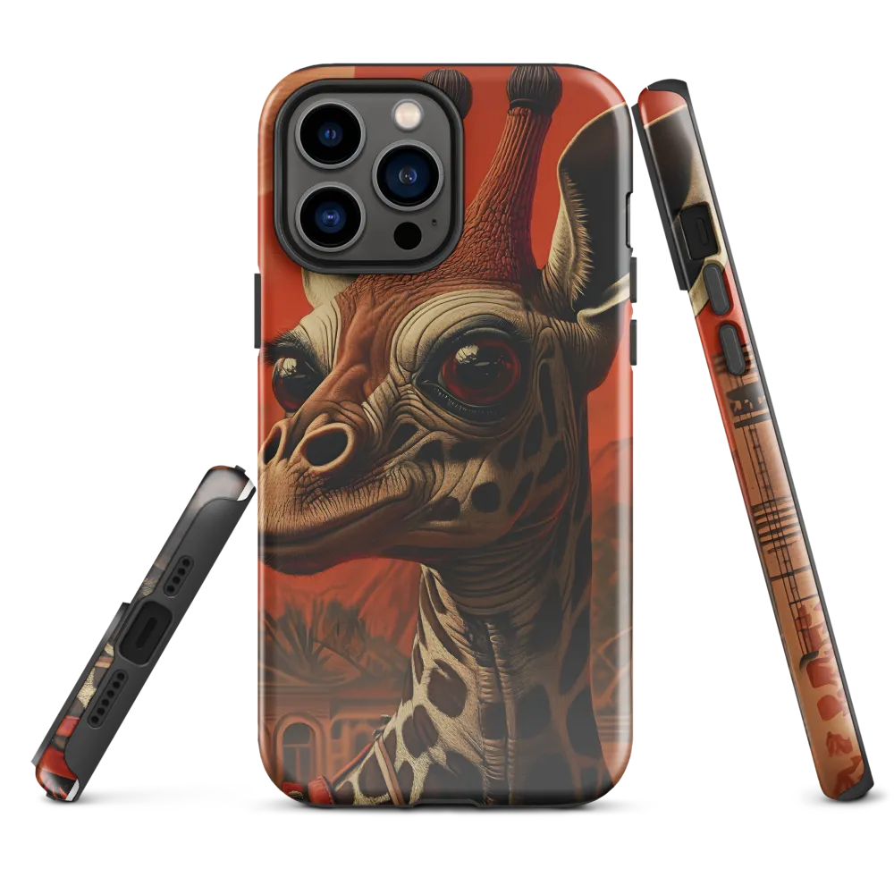 Whimsical Giraffe in an Orange Dreamscape
