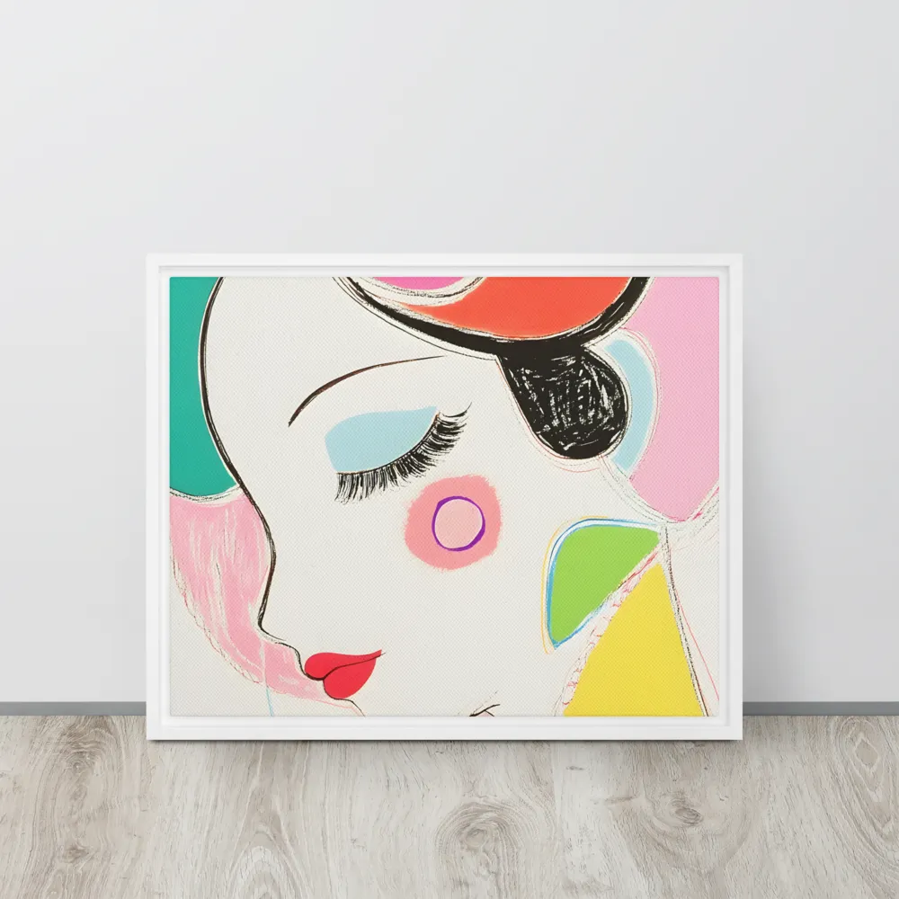 Whimsical Portrait in Colorful Abstraction | Canvas with White Frame | 16″×20″