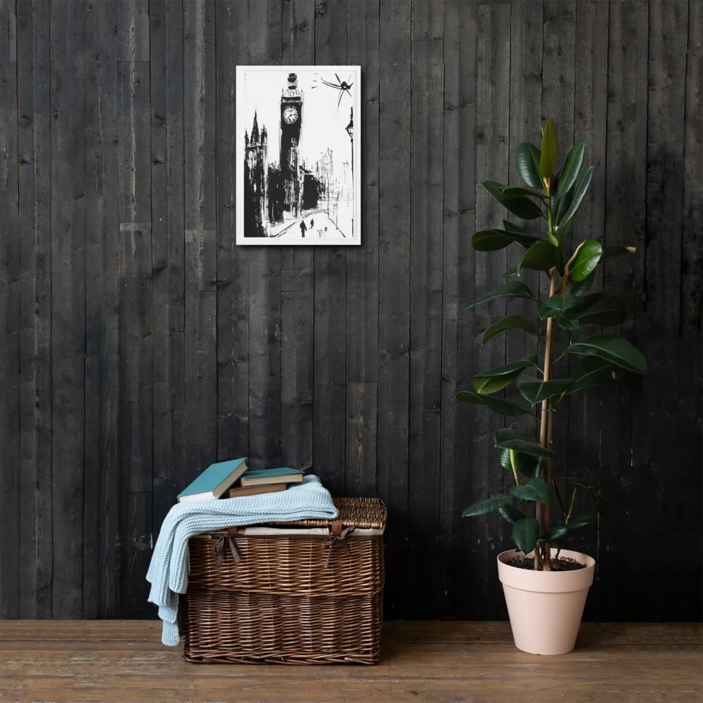 Clock Tower in Motion | Canvas with White Frame | 12″×18″
