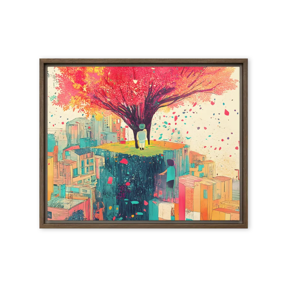 Whispers of Urban Dreams | Canvas with Brown Frame | 16″×20″