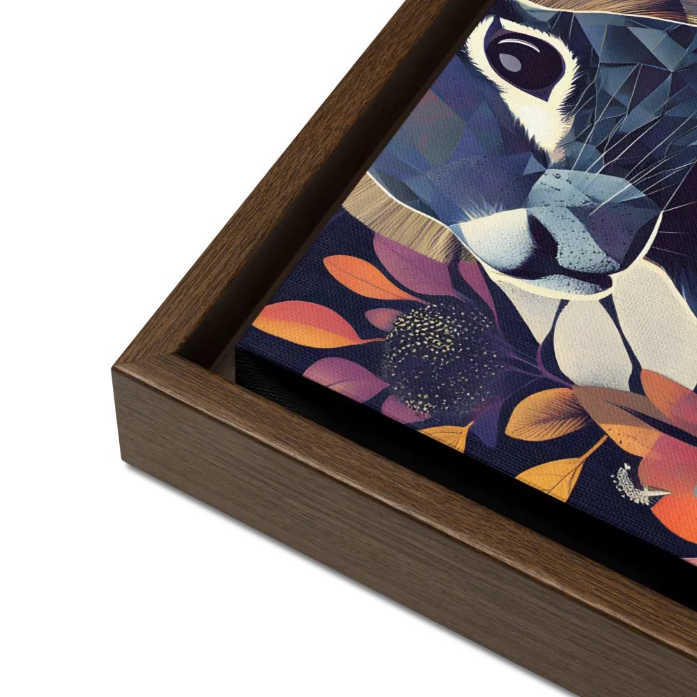 Ethereal Bunny: A Geometric Wonderland | Canvas with Brown Frame | 12″×16″