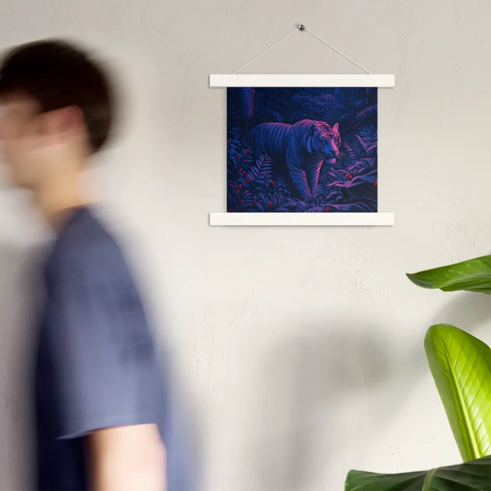 Mystic Prowler: The White Tiger in the Jungle | Poster With White Wood Hanger | 10″×10″