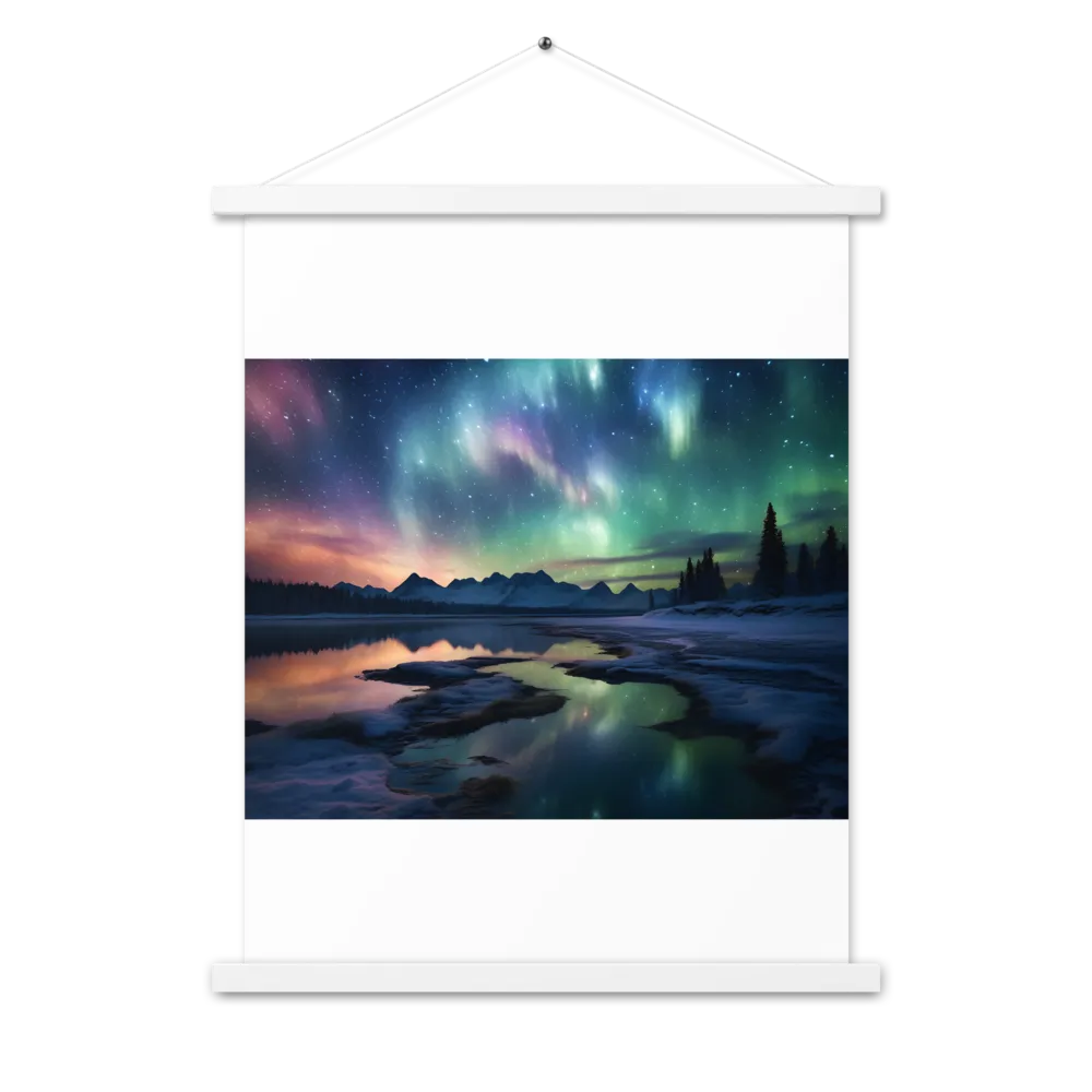 Ethereal Aurora: A Night Under the Stars | Poster With White Wood Hanger | 18″×24″