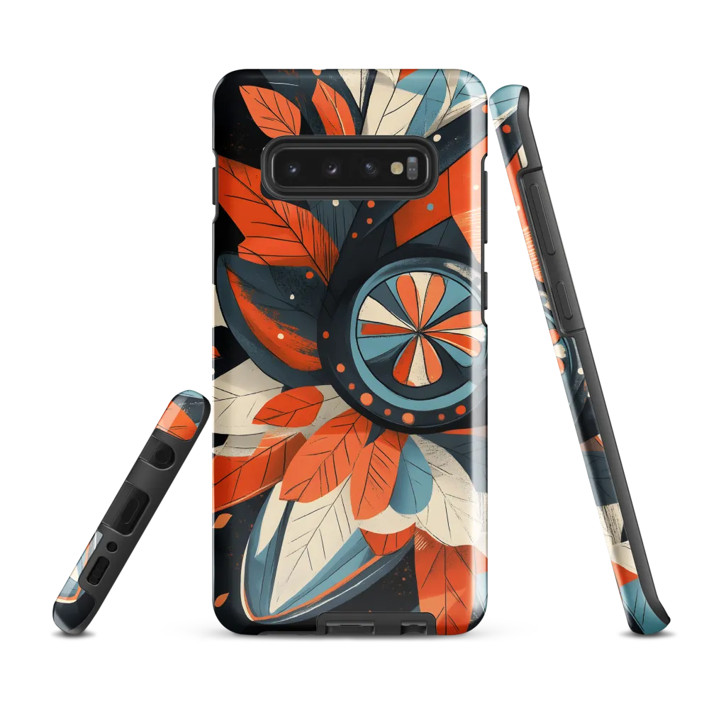 Floral Symphony in Orange and Teal | Phone Case |  S10 Plus | Tough Case | Glossy