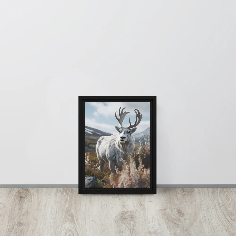 Majestic Harmony: The Reindeer in Nature | Canvas with Black Frame | 9″×12″