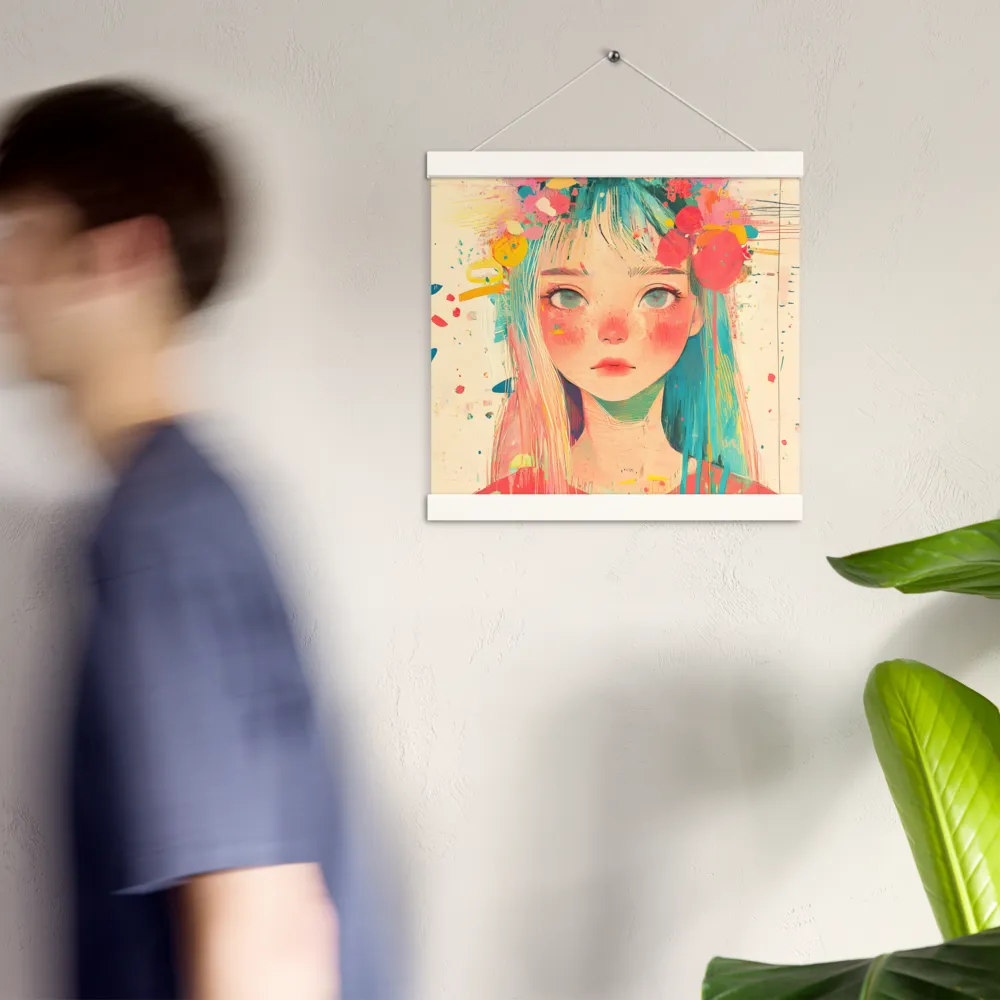 Whimsical Blossom | Poster With White Wood Hanger | 12″×12″