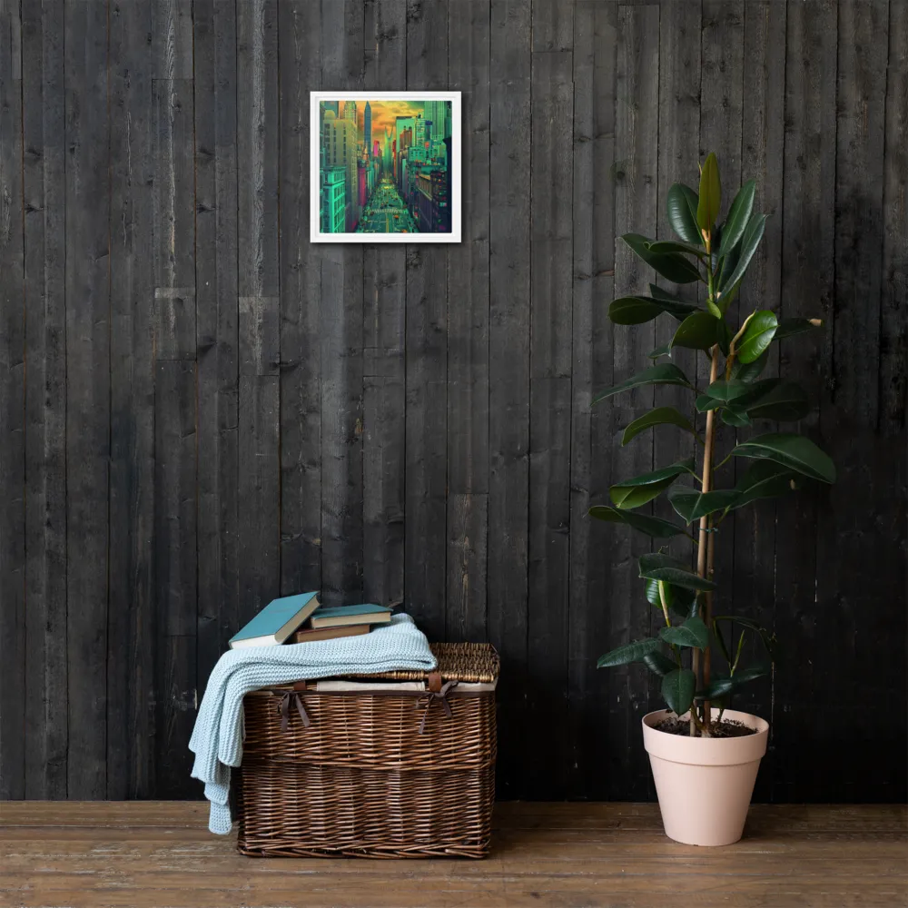 Urban Surrealism: Neon Dreams | Canvas with White Frame | 12″×12″