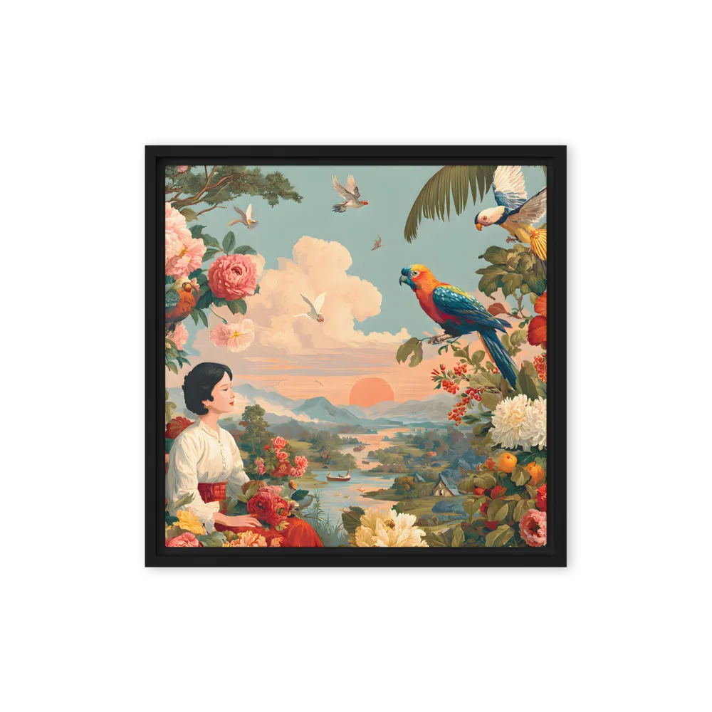 Sunset Garden Reverie 
 Canvas with Black Frame