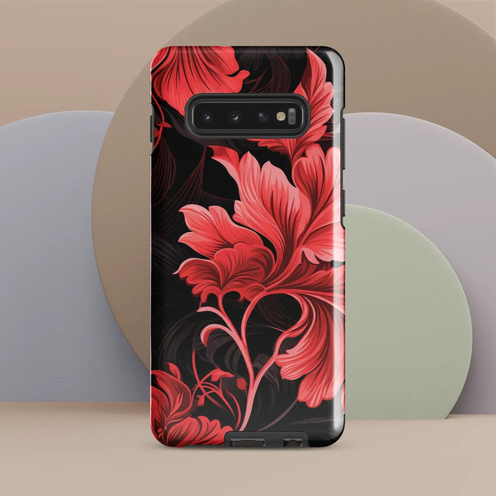 Tropical Elegance in Red | Phone Case |  S10 Plus | Tough Case | Glossy