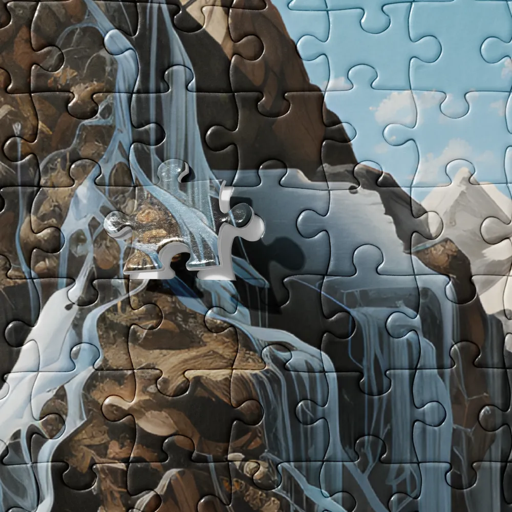 Majestic Cascade: A Mountain Masterpiece | Jigsaw Puzzle | 252 pieces