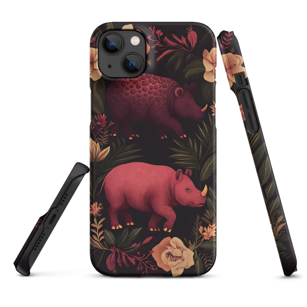 Rhinos in Floral Embrace