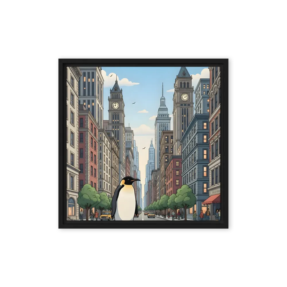 Penguin Crossing 
 Canvas with Black Frame