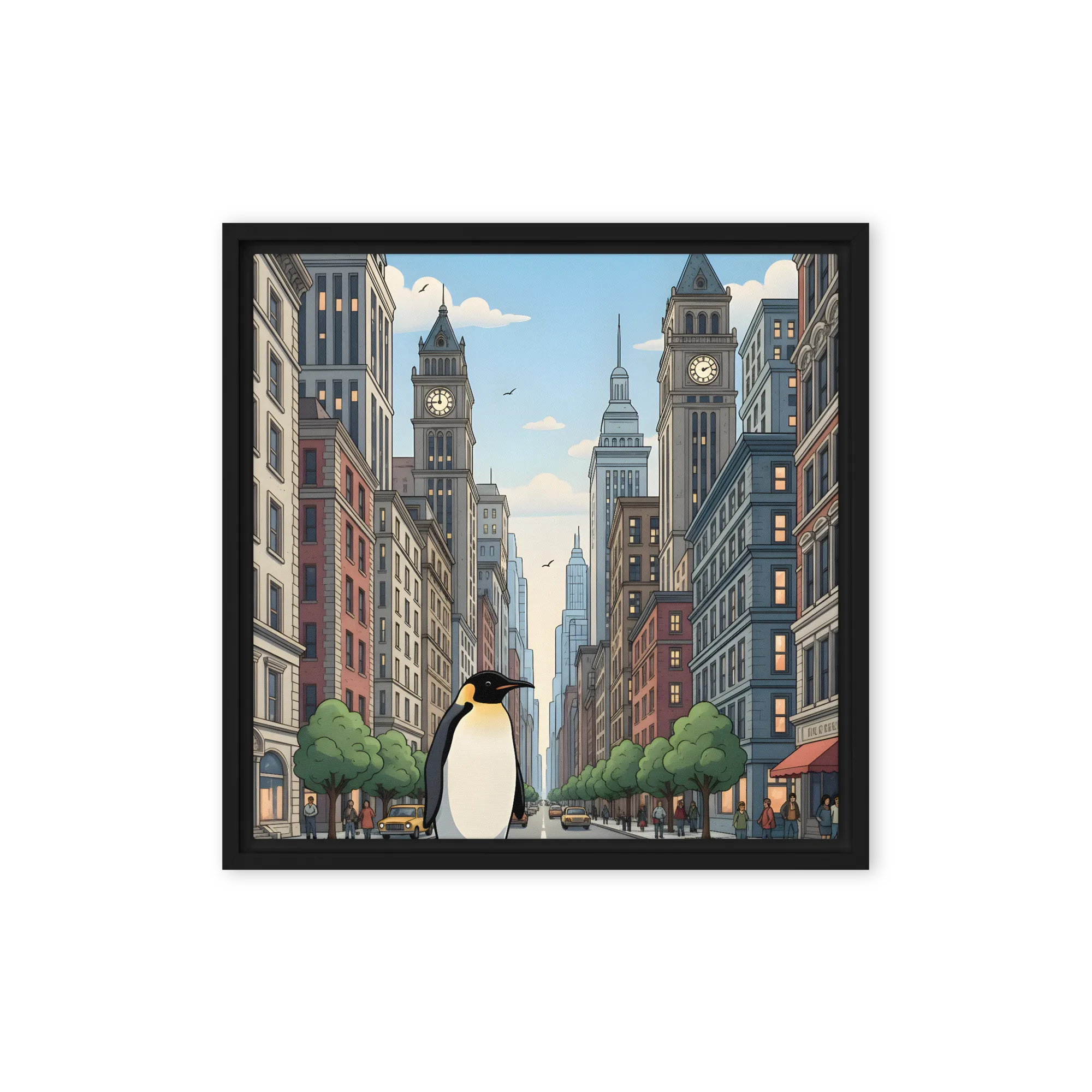 Penguin Crossing 
 Canvas with Black Frame