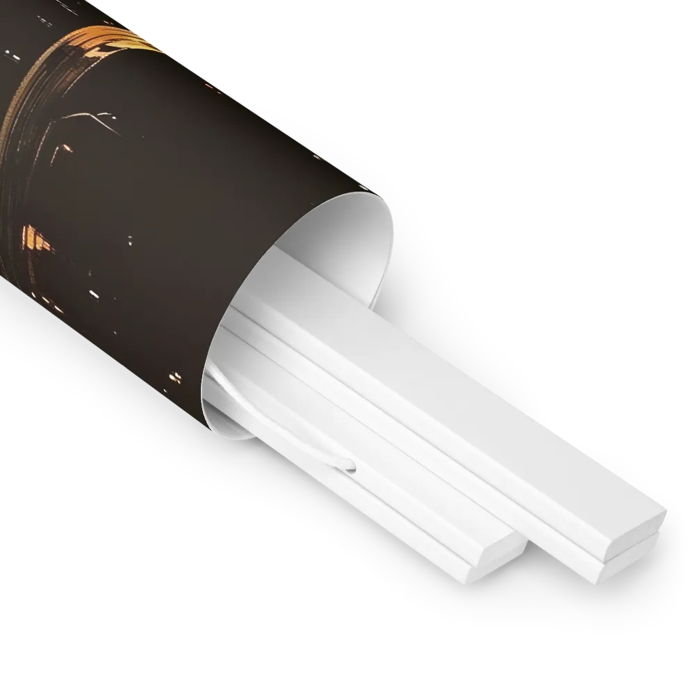 Metro Nexus: A Futuristic Cityscape | Poster With White Wood Hanger | 18″×18″