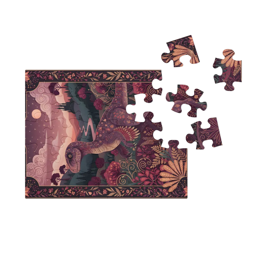 Moonlit Velociraptor 
 Jigsaw Puzzle in Tin Box