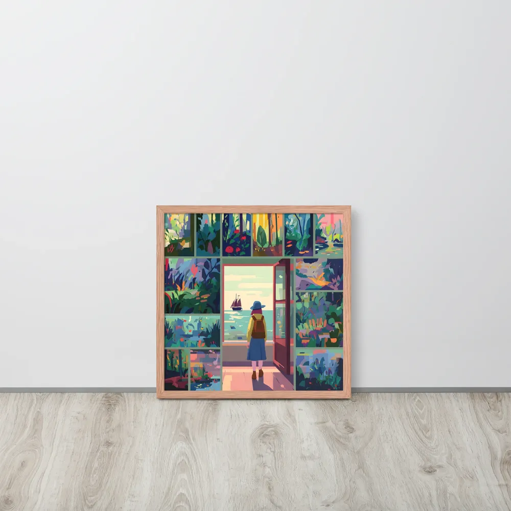 Doorway to the Sea 
 Poster with Red oak Frame | 18″x 18″