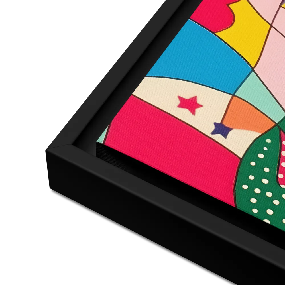 Playful Geometry in Color | Canvas with Black Frame | 16″×16″