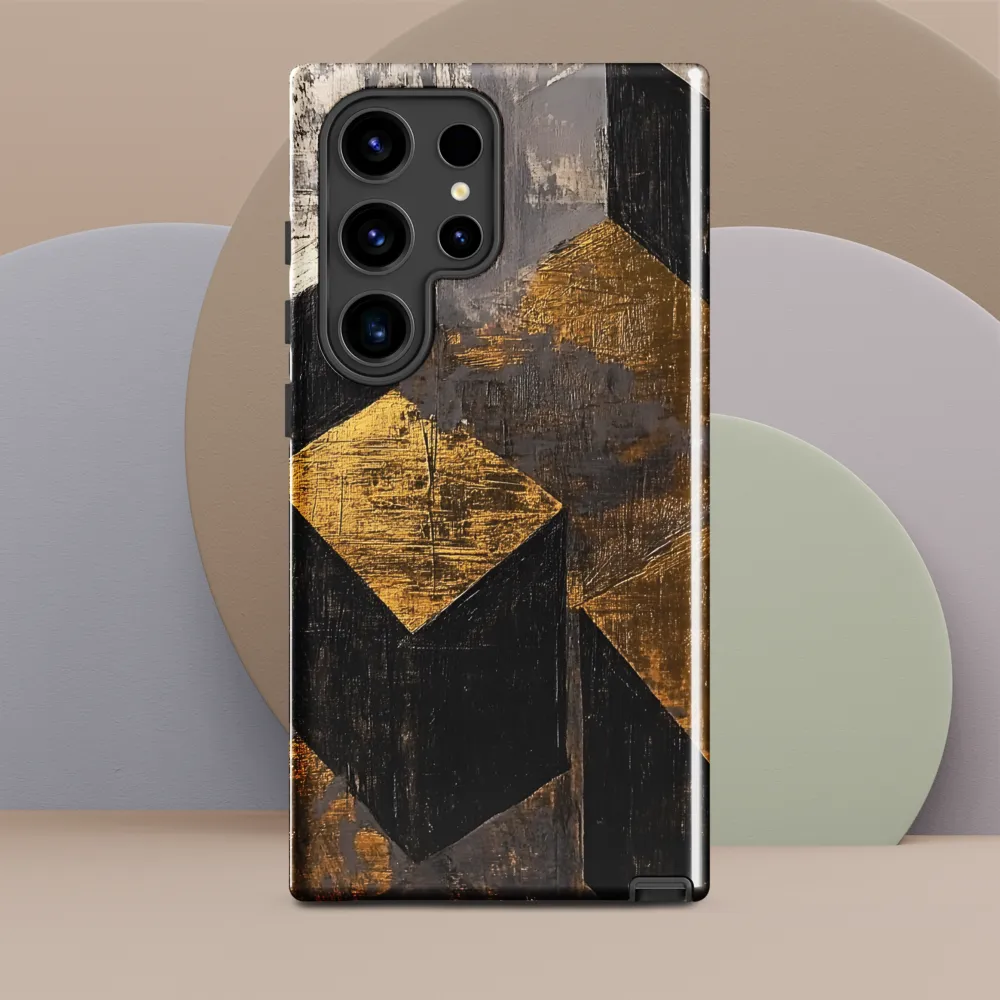 Geometric Harmony in Gold and Black | Phone Case |  S24 Ultra | Tough Case | Glossy